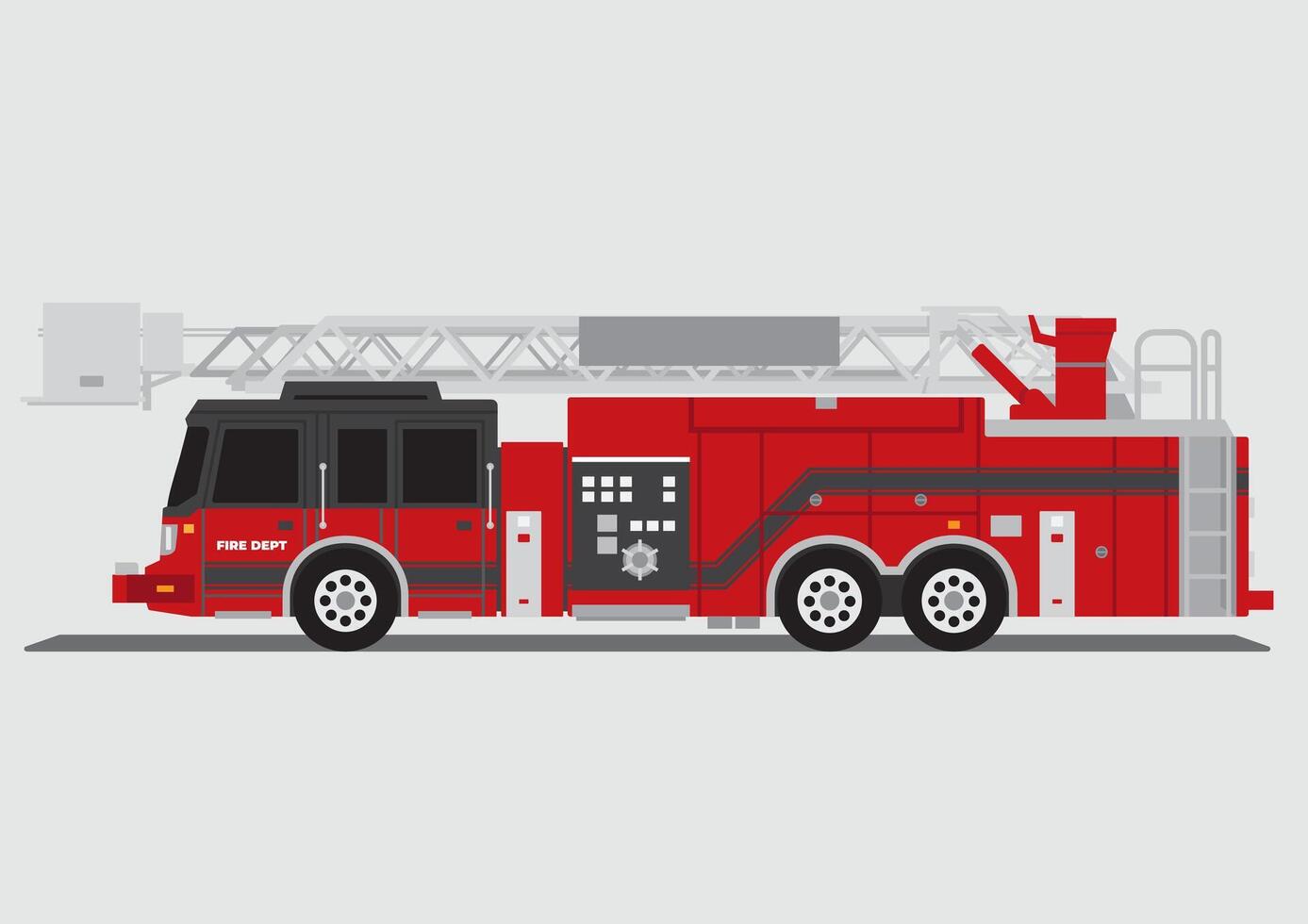 fire figthers vehicles of red color fire engine truck side view vector