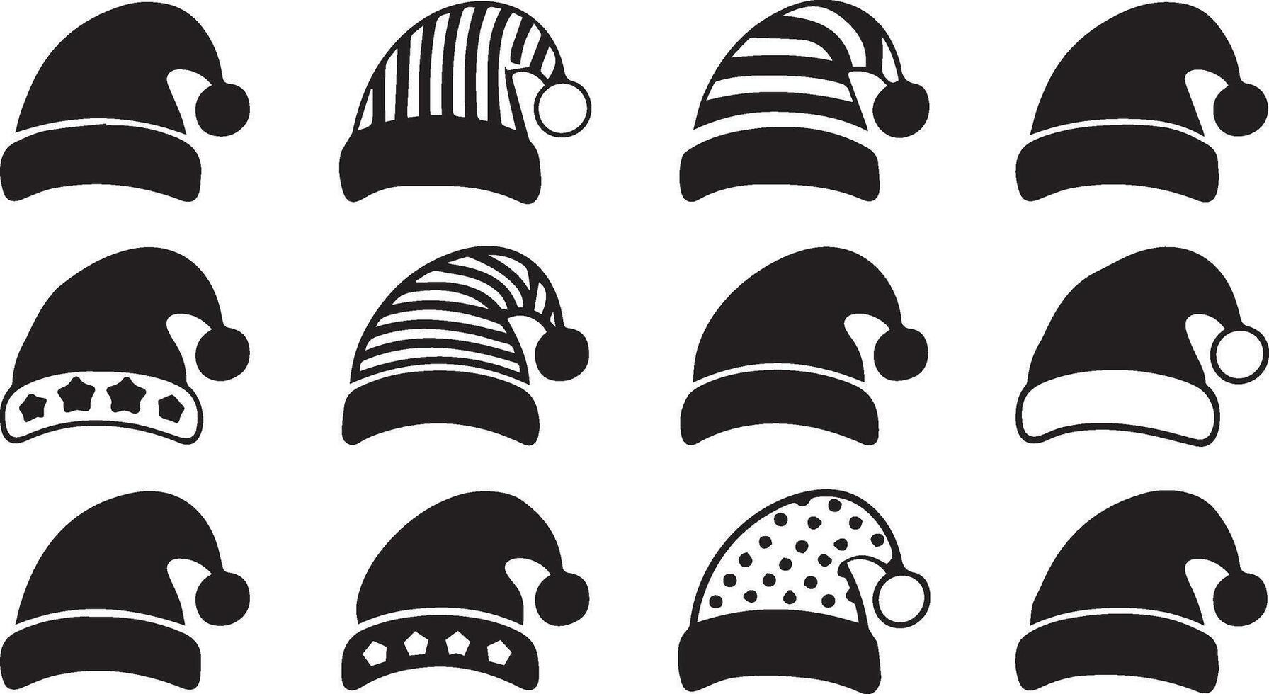Collection of different winter hats isolated on white vector