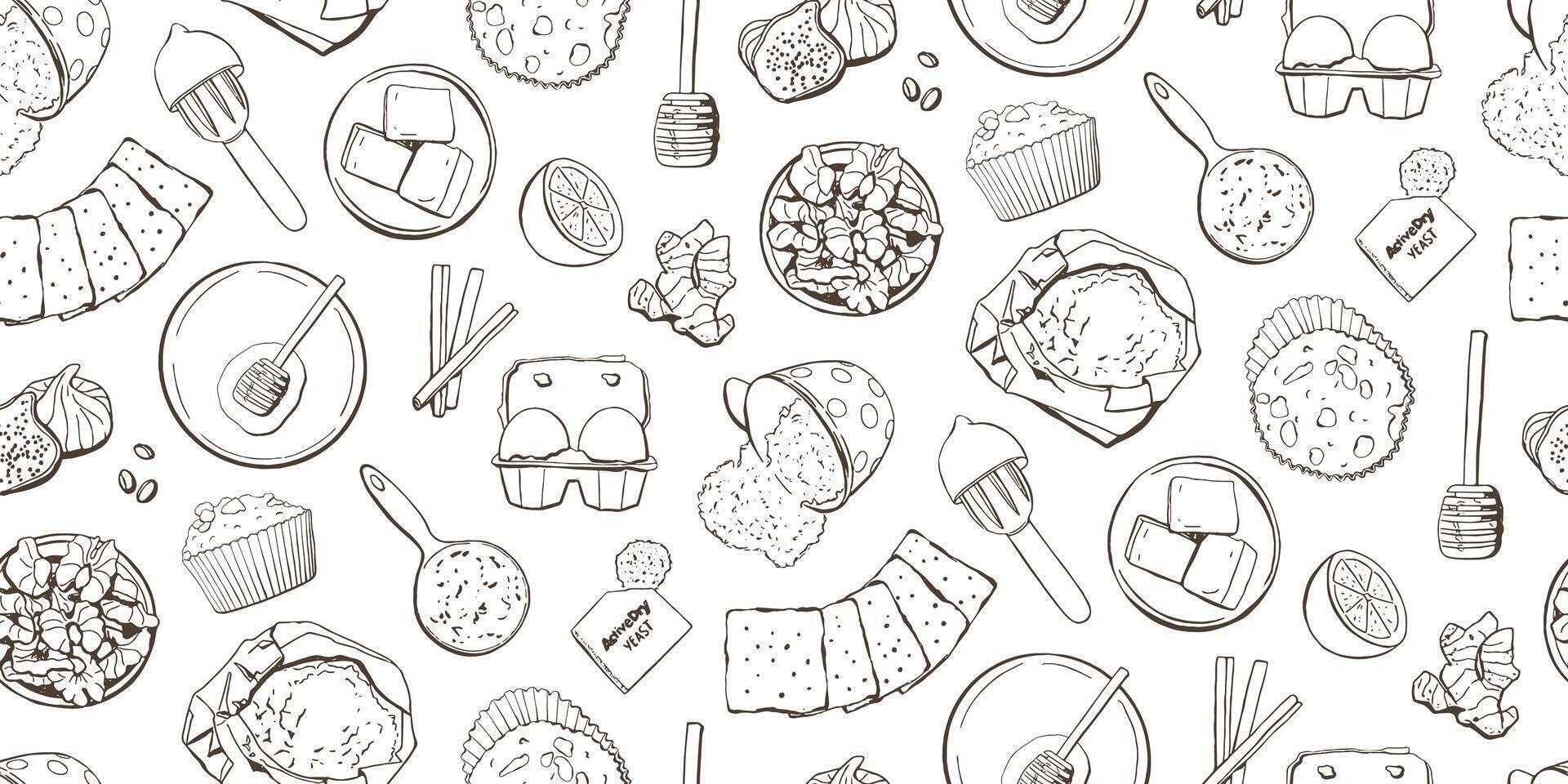Bakery Cooking Recipe Seamless Pattern in Vintage Style vector