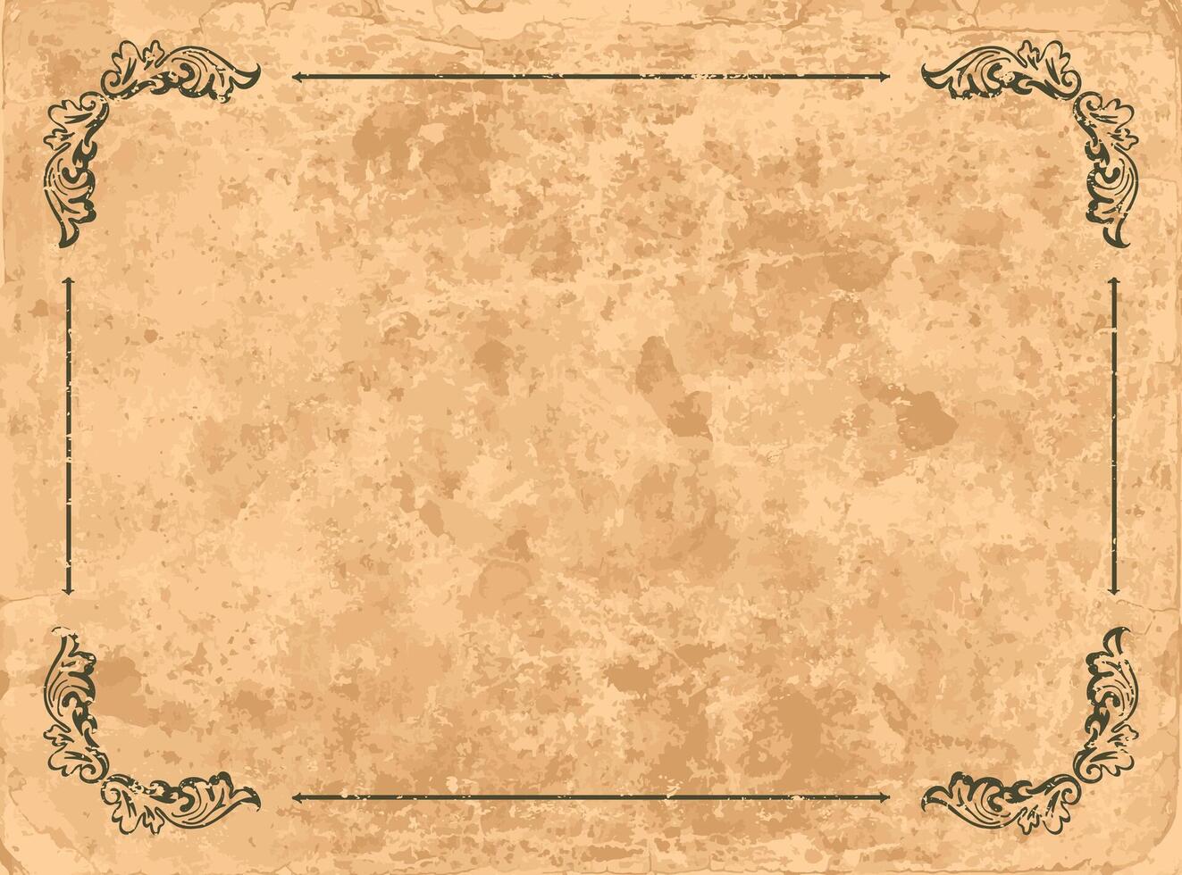 Old Paper Textured Blank Background with Framed. Realistic Grungy Parchment vector