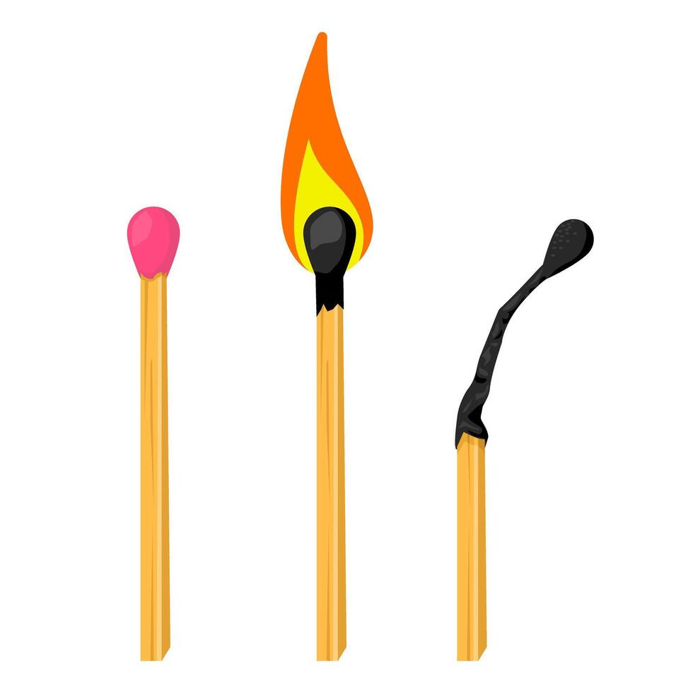 Matchstick Cartoon Color Illustration Icon vector
