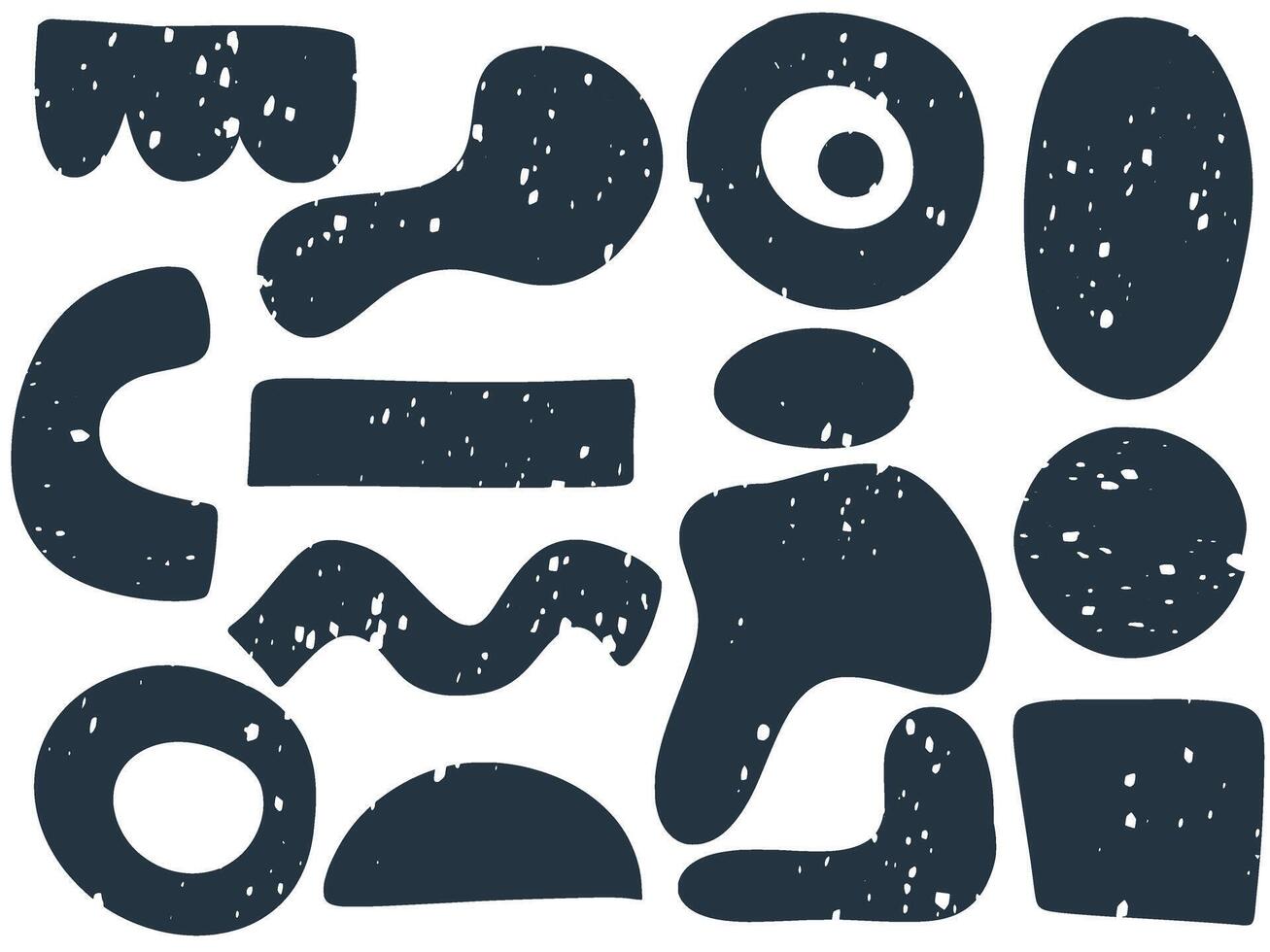 Set of black grunge shapes on white background vector