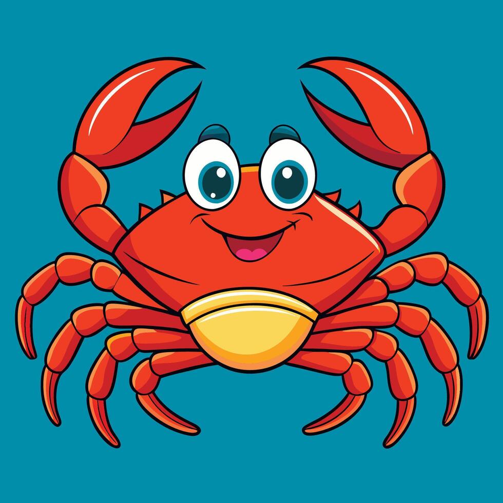 A cartoon crab with big eyes and a smile vector