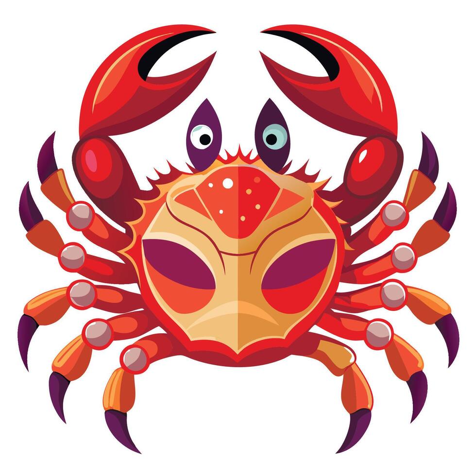 A cartoon crab with large eyes and a red body vector
