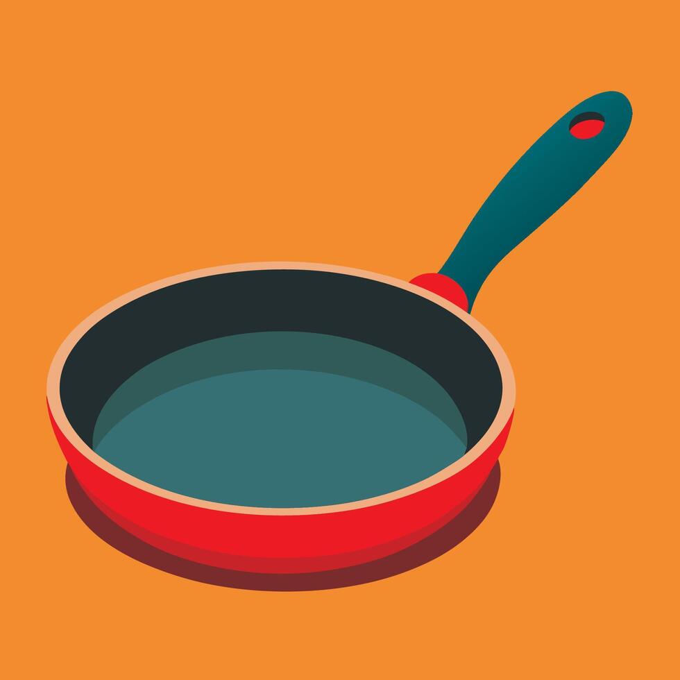 An illustration of a frying pan on an orange background vector