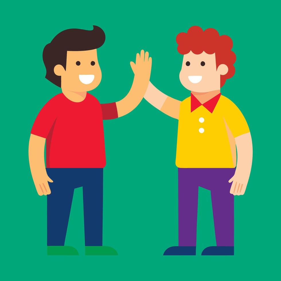 Two men giving each other high five, illustration vector