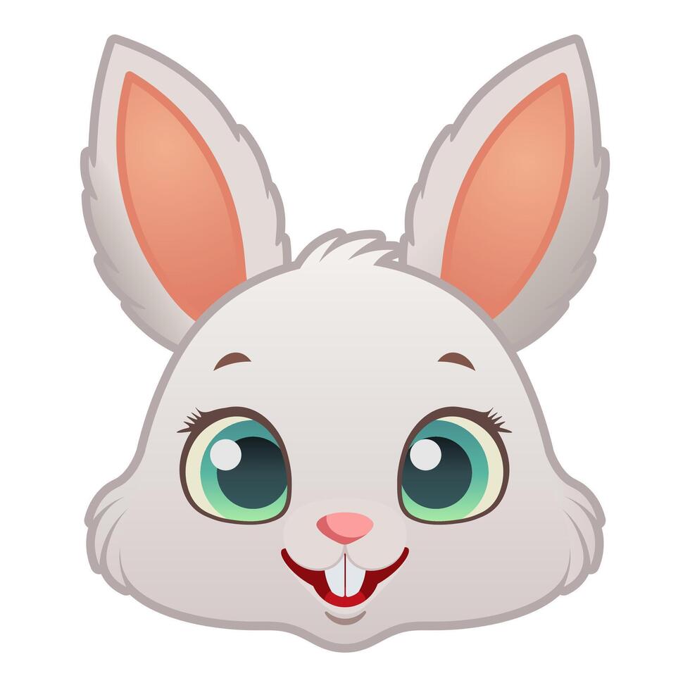 Bunny or hare or rabbit emoji face icon Happy animal with smile vector