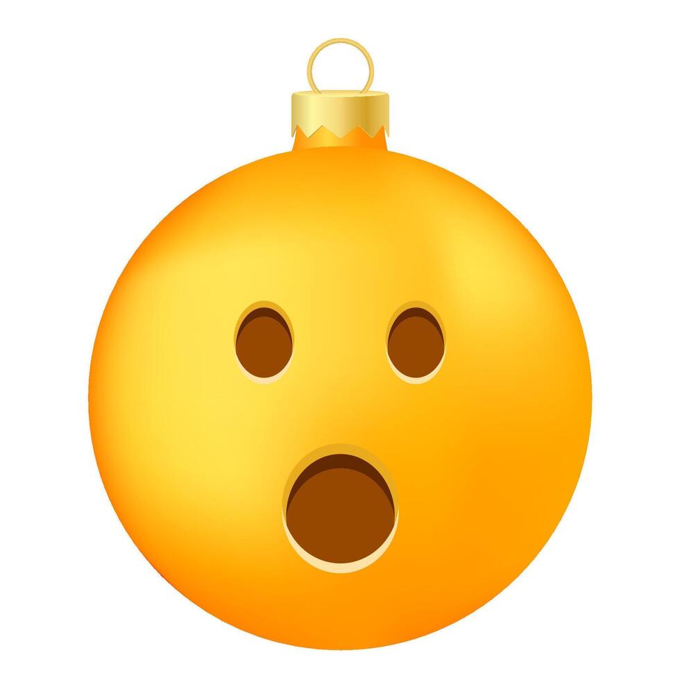 Emoji Christmas tree ball or toy with open mouth face vector