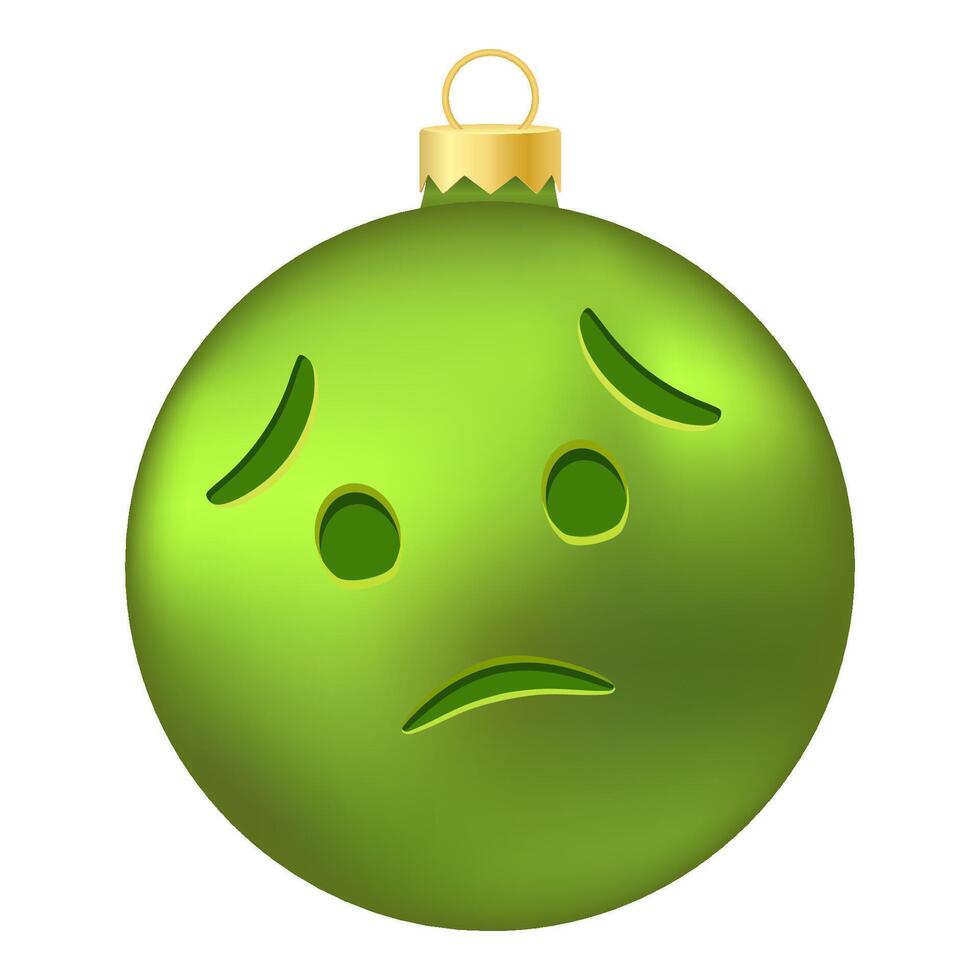 Emoji Christmas tree ball or toy with nauseated face vector