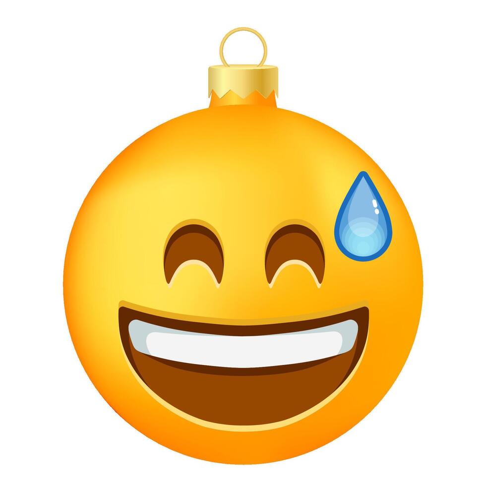 Emoji Christmas tree ball or toy with smiling face vector