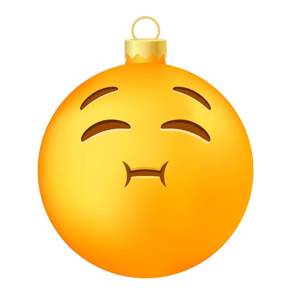 Emoji Christmas tree ball or toy with chewing face vector