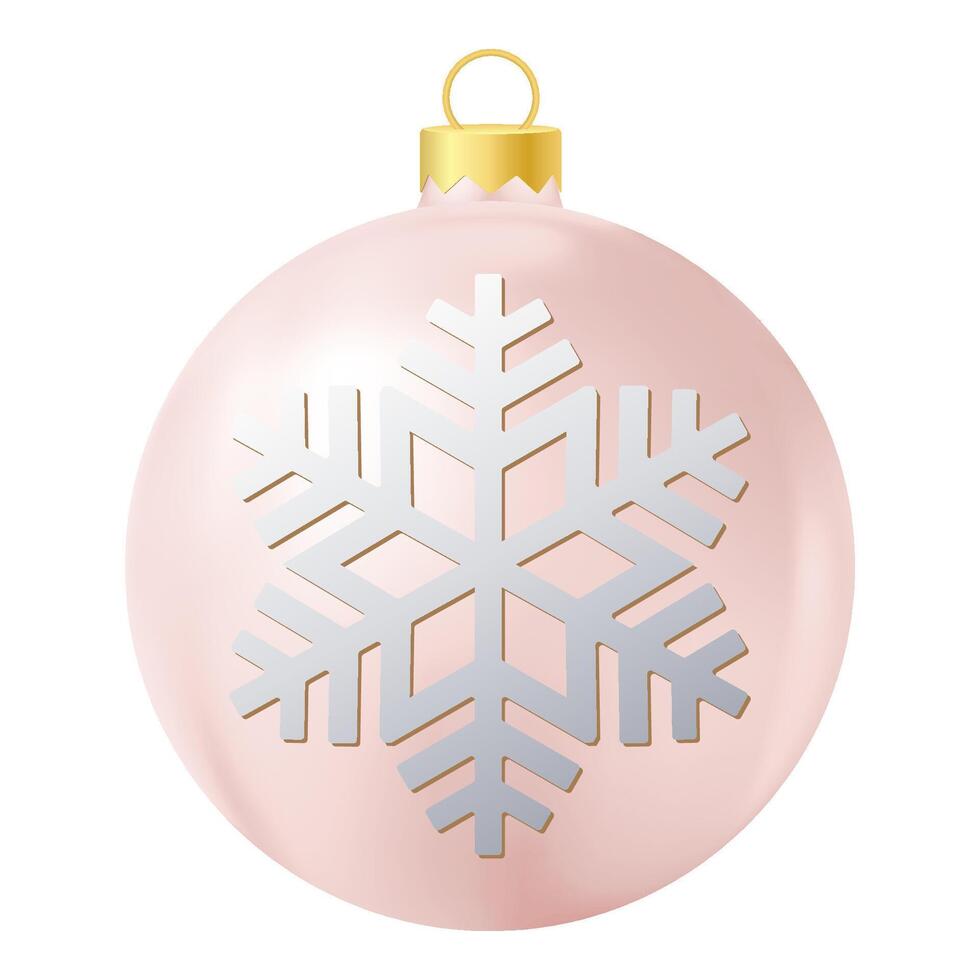 Beige Christmas tree toy or ball with snowflake illustration vector