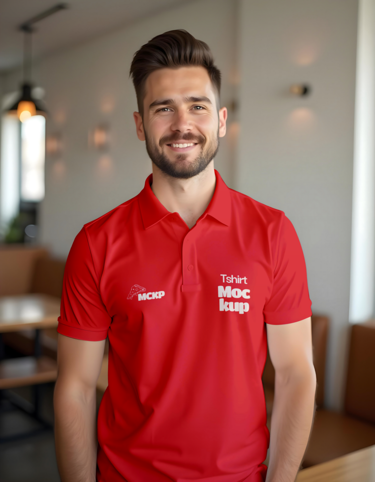 polo tshirt Pizza Branding Mockup psd