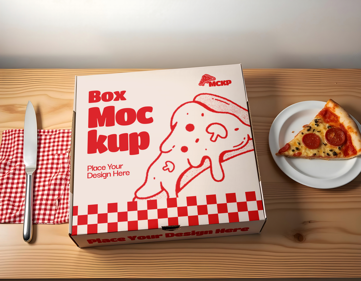 Box Pizza Branding Mockup psd