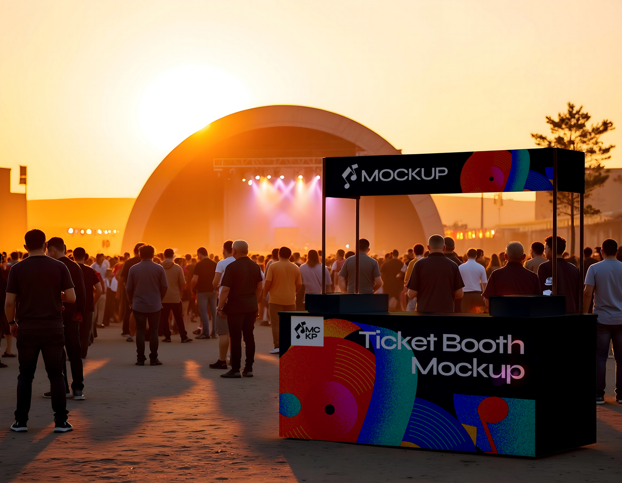 Ticket Booth Music Event Mockup psd