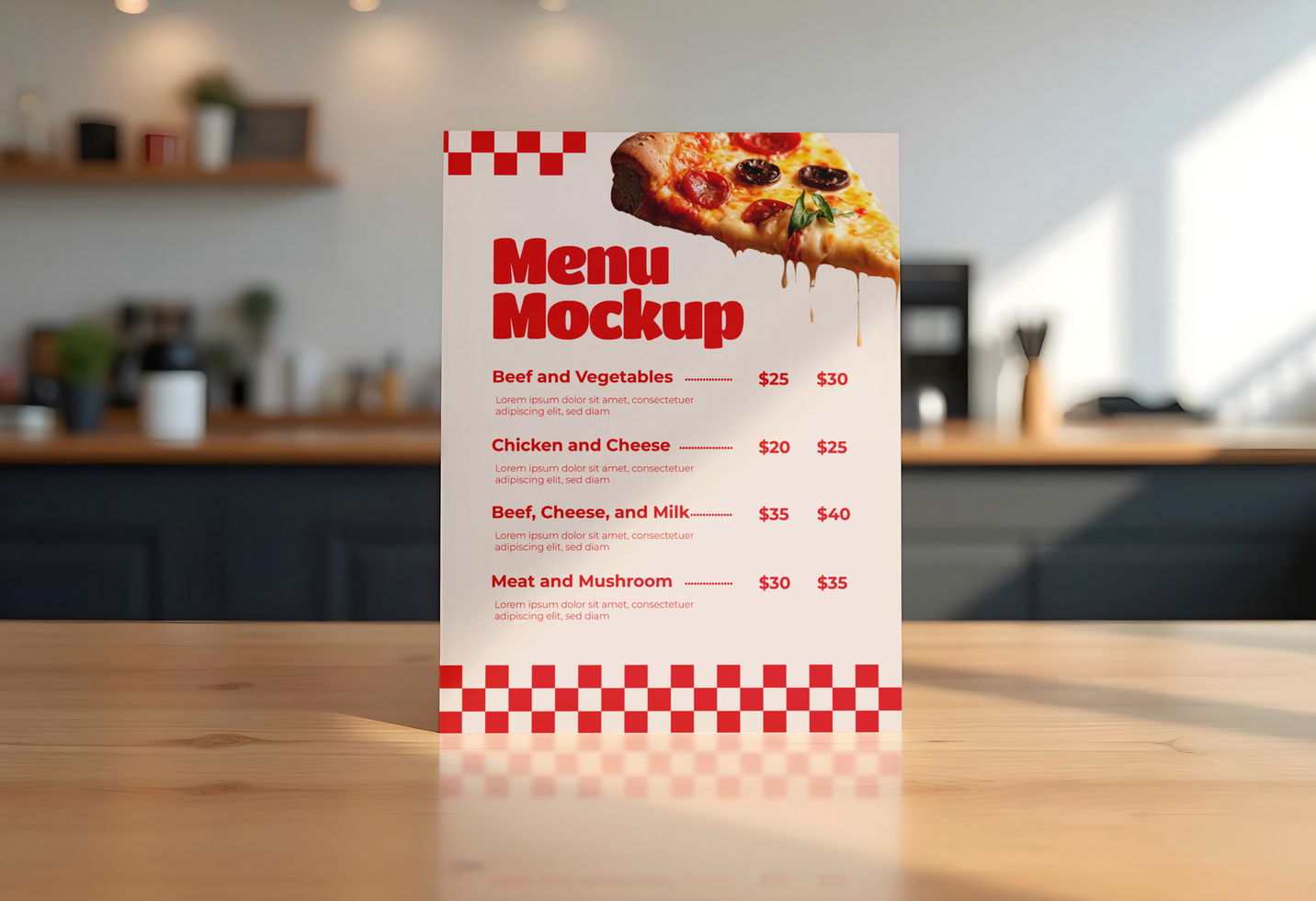 Board Menu Pizza Branding Mockup psd