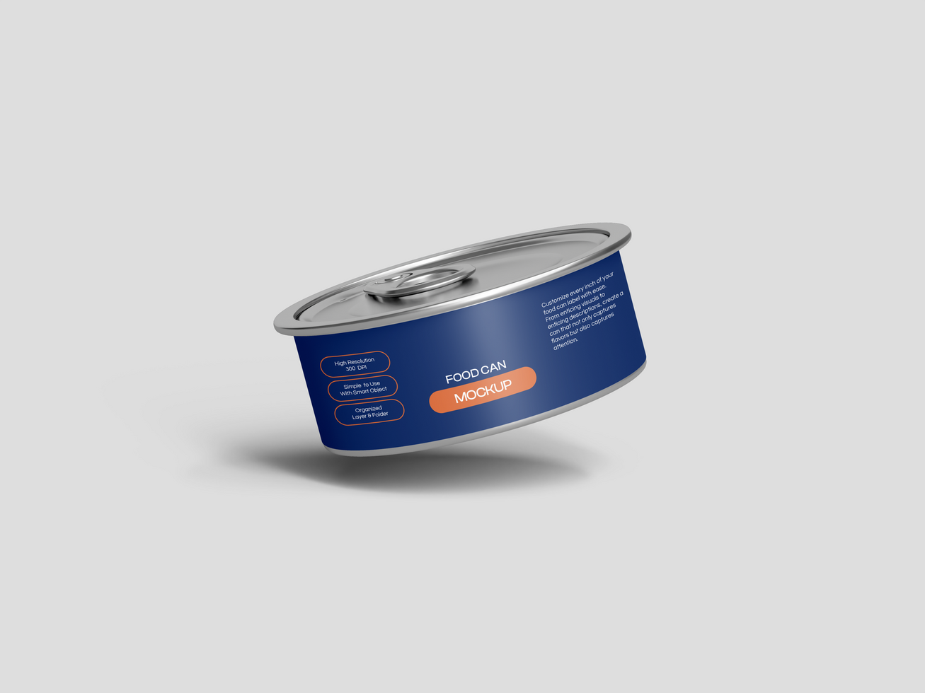 Food Can Packaging 3D Mockup psd