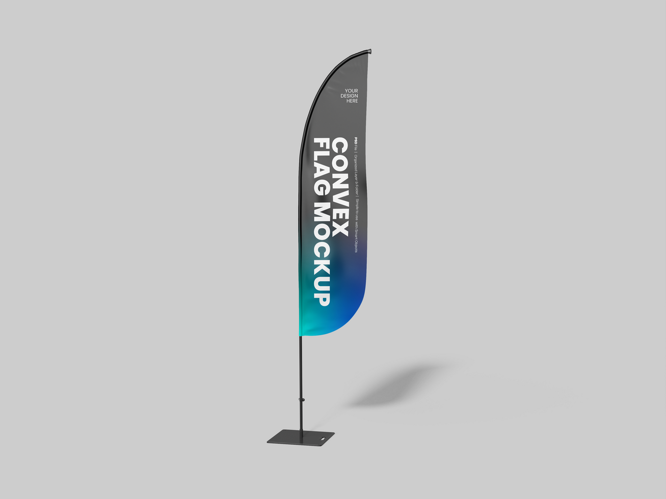 Convex Vertical Flag Mockup psd