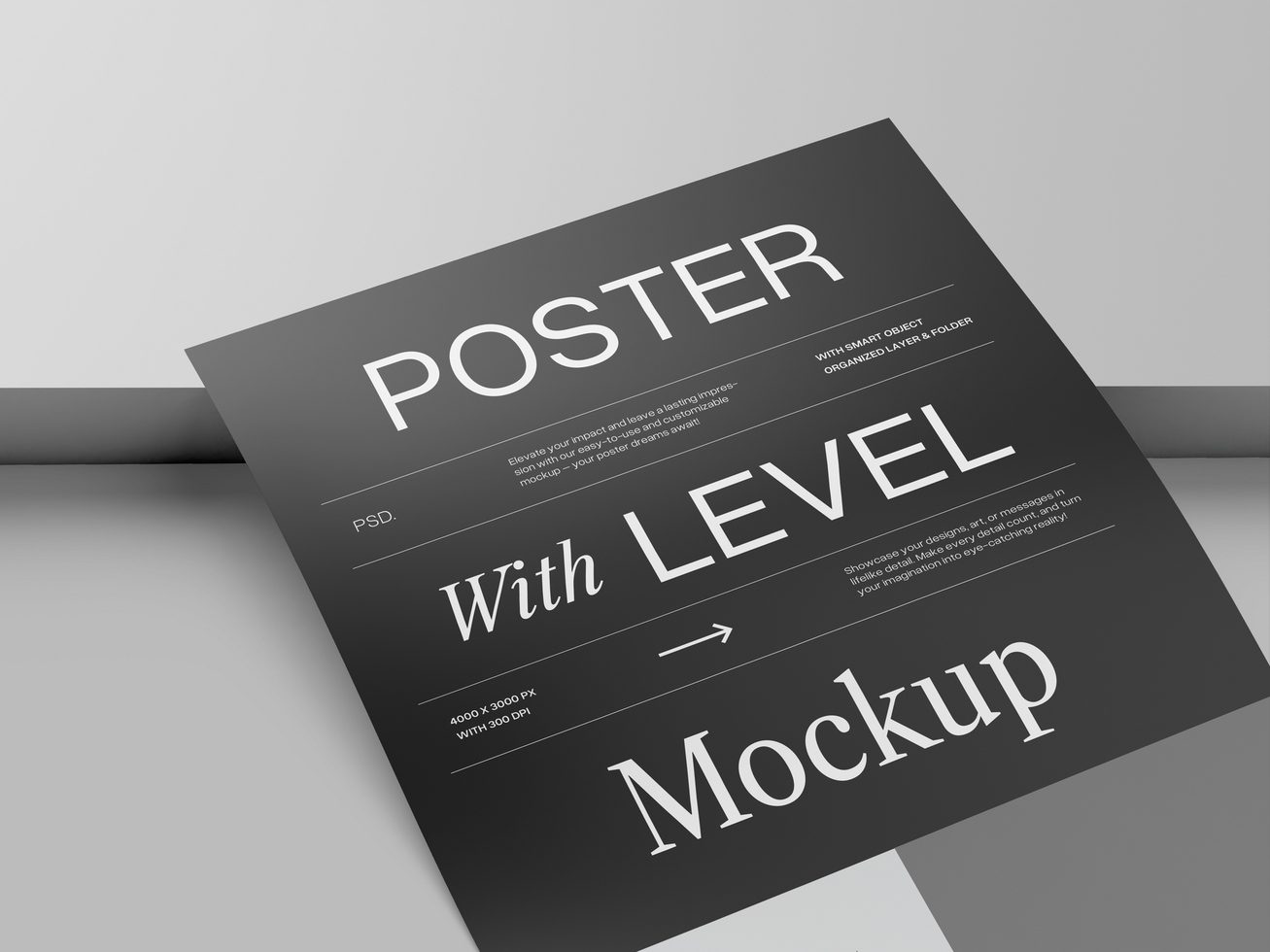 Detail View Poster with Level Mockup psd
