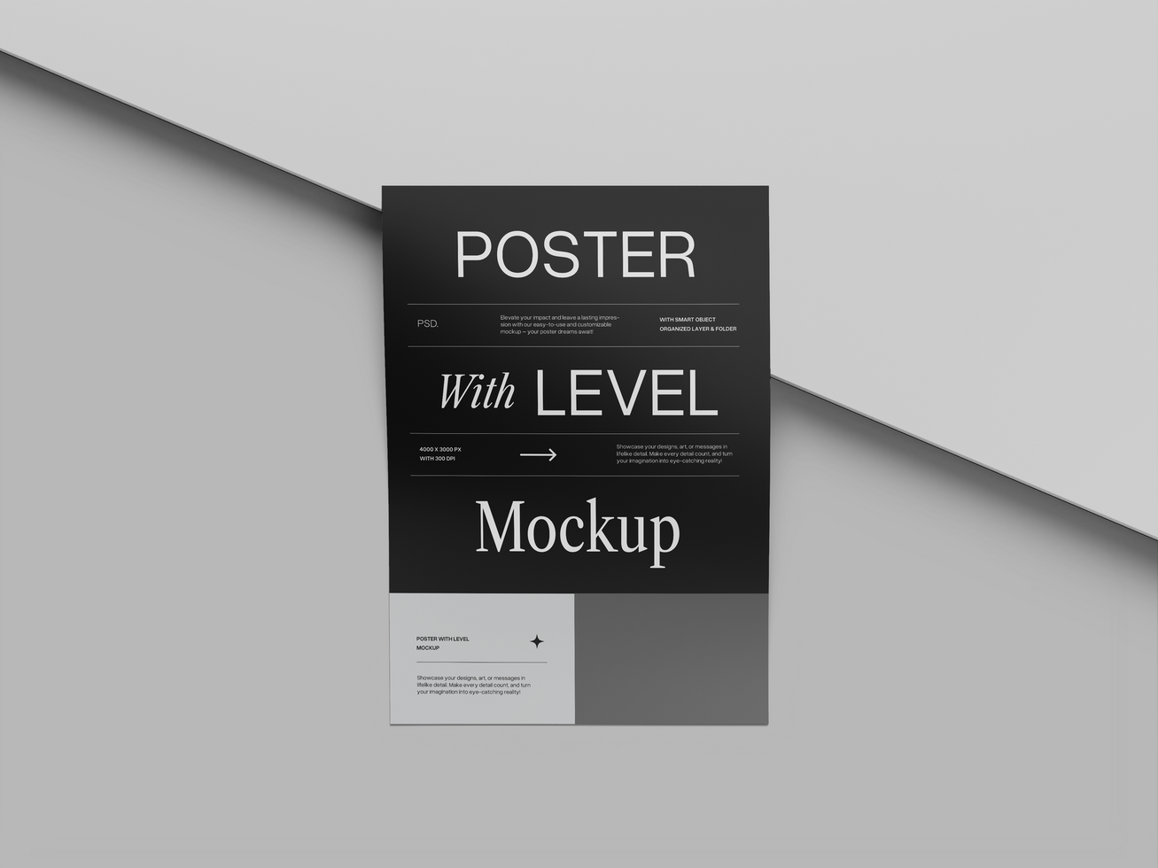 Poster with Level Mockup 3D Render psd