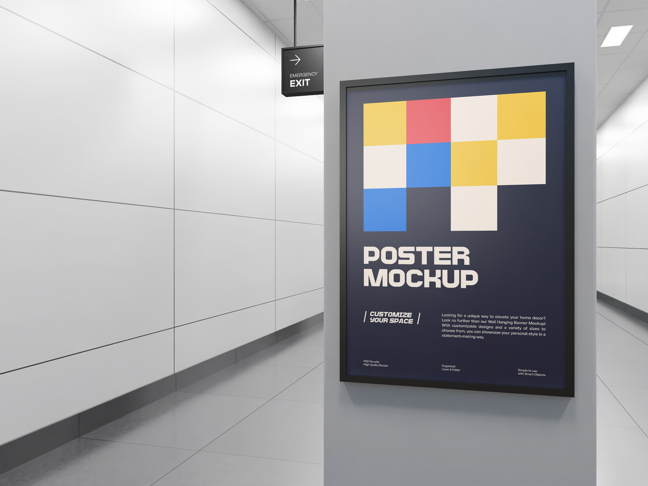 Poster Mockup 3D Render psd