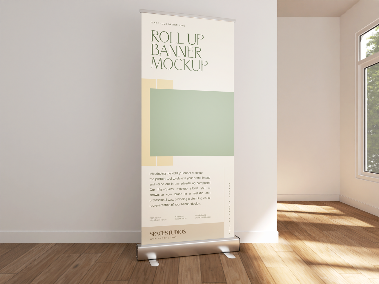 Roll Up Banner Mockup 3D Render psd
