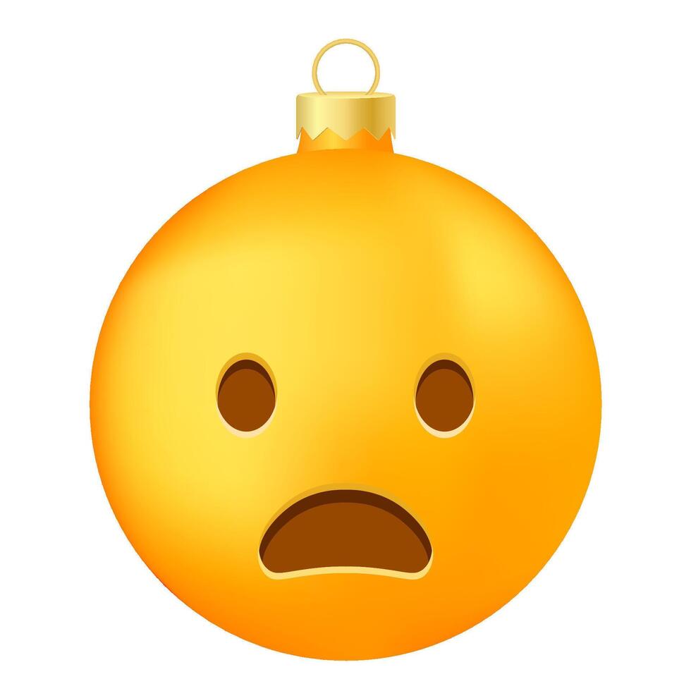 Emoji Christmas tree ball or toy with frowning face vector