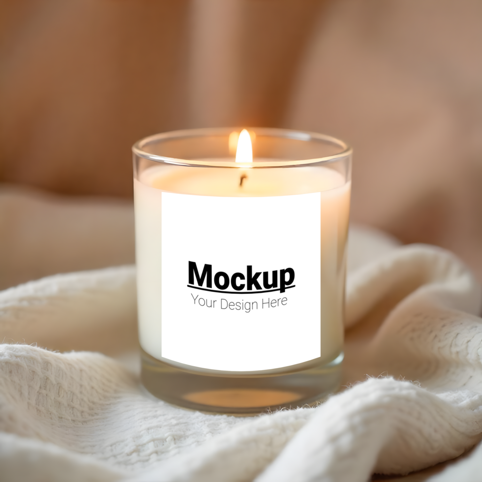 Candle Label Mockup in a Gentle and Elegant Fabric Setting psd
