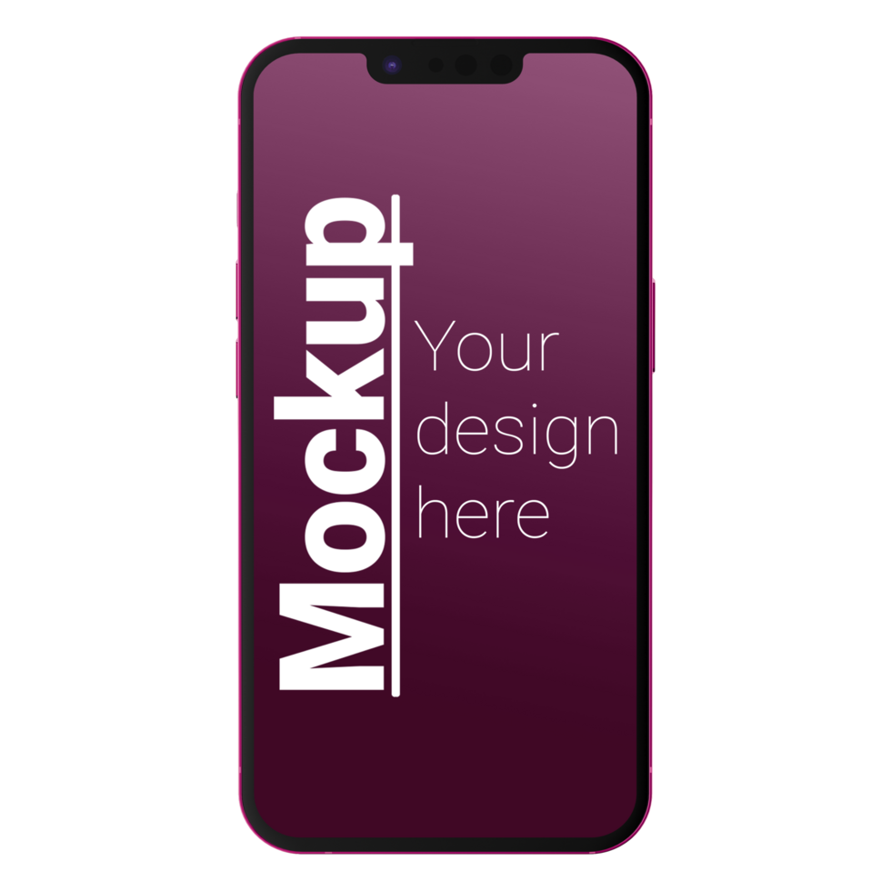 Pink Phone Layout Front view No background psd