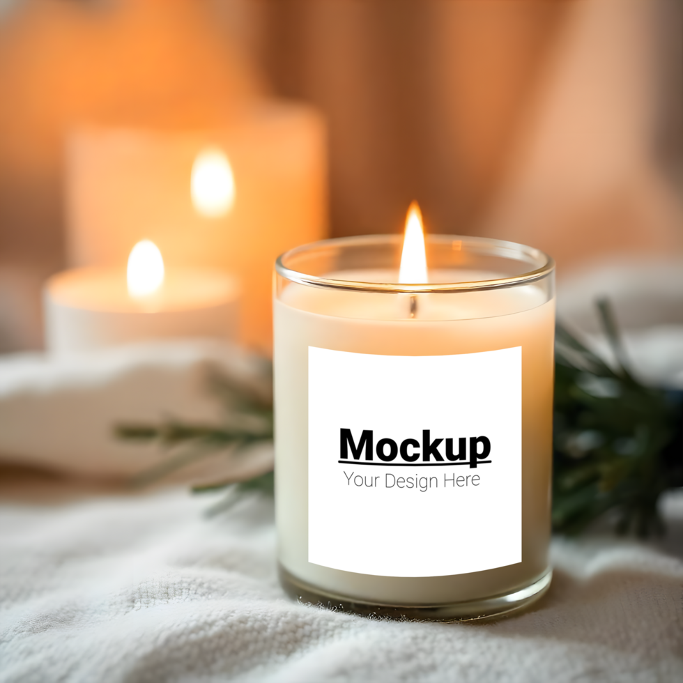 Minimal Candle Label Mockup on Soft Fabric Design Ready psd