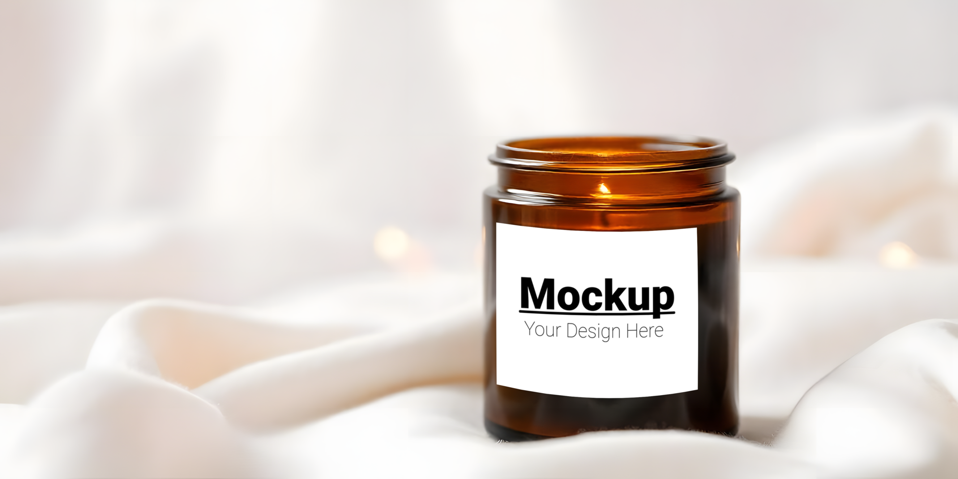 Amber Jar Candle Mockup on Soft Fabric Background psd