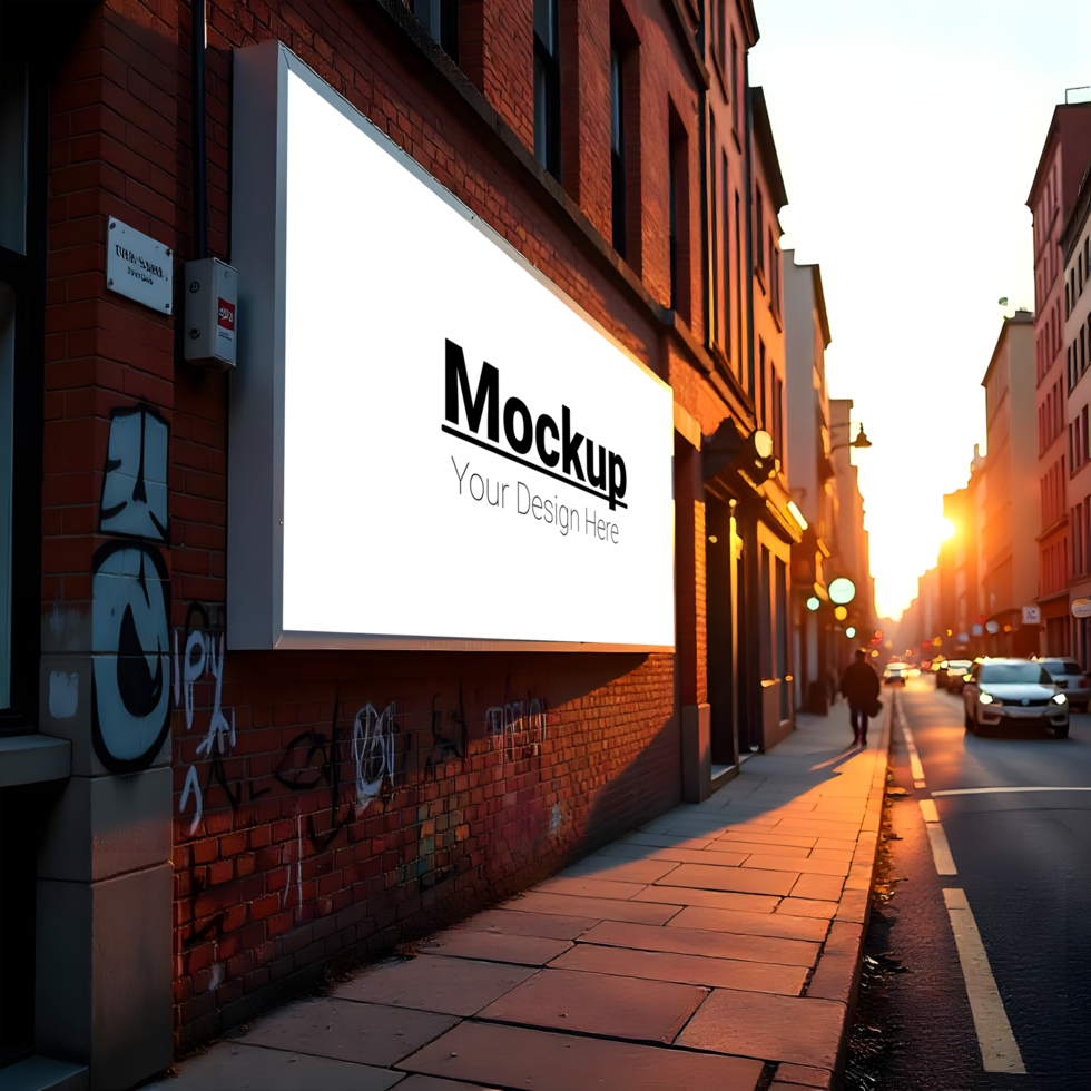 Billboard Mockup on Brick Wall Along Roadway Perfect for Your Design psd