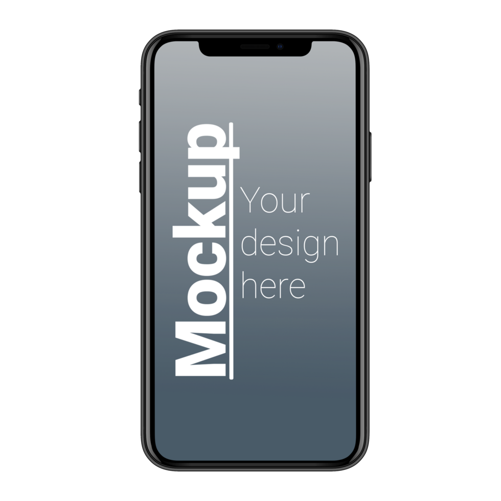 Black Phone Layout Front view No background psd