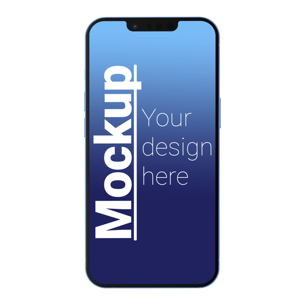 Blue Phone Layout Front view No background psd