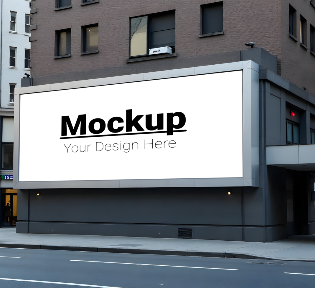 Facade Billboard Mockup on Building Along Road Ideal for Advertisement psd