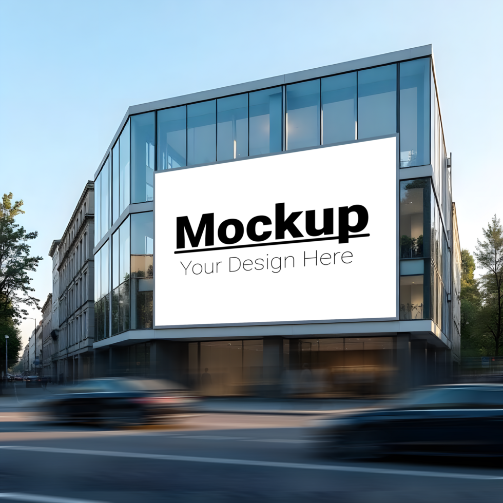 Building Facade Billboard Mockup Ideal for Roadside Advertising psd