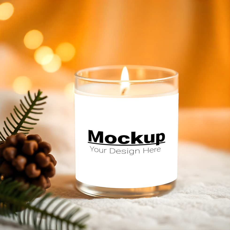 Mockup of Candle Label on Elegant Soft Fabric Background psd