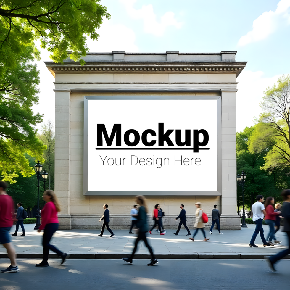 Building Facade Billboard Mockup Along Roadway Display Your Design psd