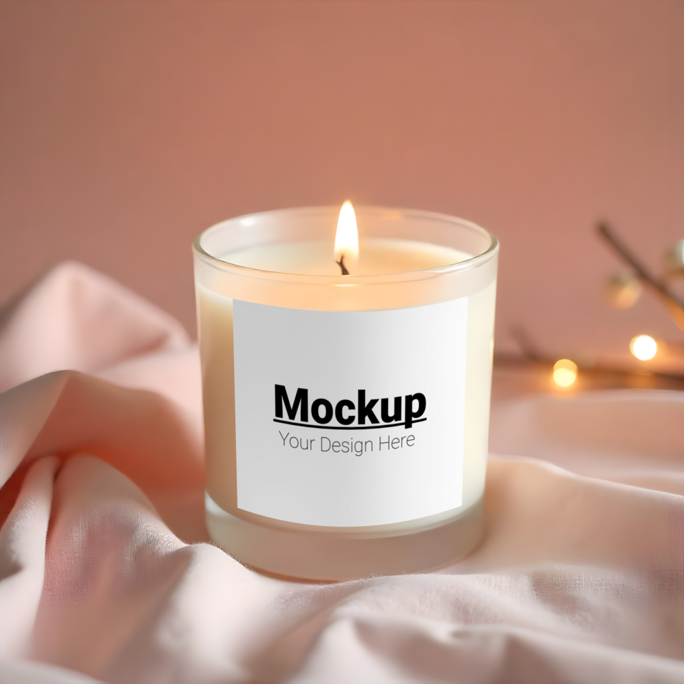 Elegant Candle Label Mockup with Gentle Fabric Setting psd