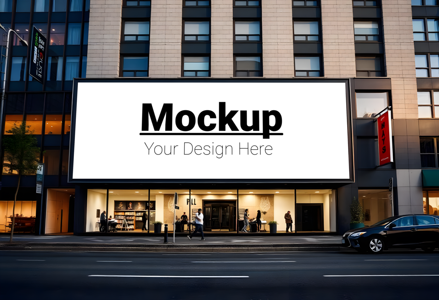 Roadside Building Facade Billboard Layout Ready for Your Branding psd