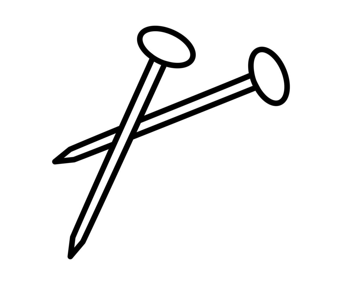 Hand drawn cute outline illustration of nails instrument. Flat repair tool in line art doodle style. Support service hardware icon. Settings or fix problem. Find solution. Isolated. vector