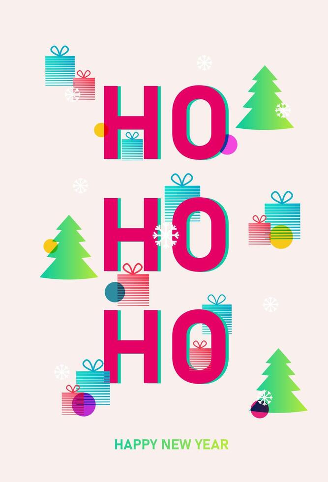 Merry Christmas. New Year card in gradient colors illustration concepts for background, greeting card, party invitation card, banner, social media. Ho Ho Ho vibes vector