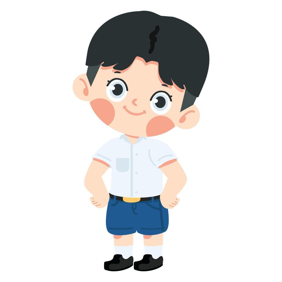 Kid boy student character cartoon vector