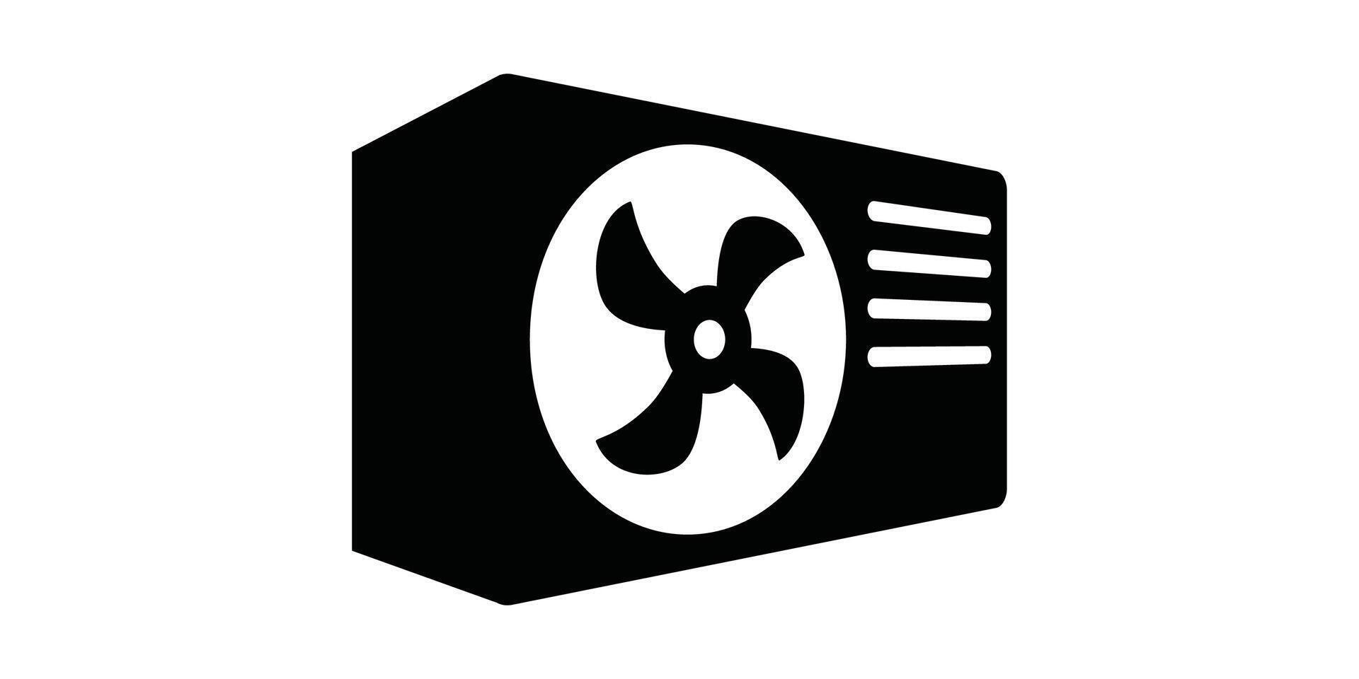 A black and white image of a fan on a computer vector