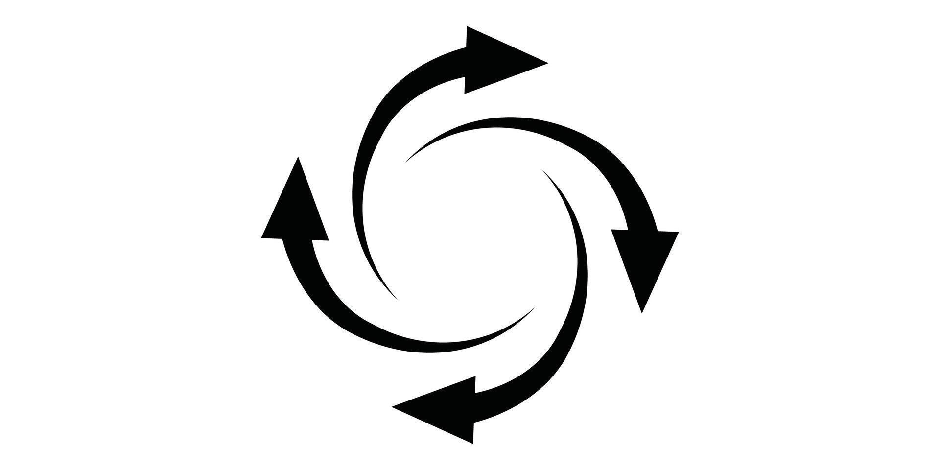 A black and white illustration of a circular arrow vector
