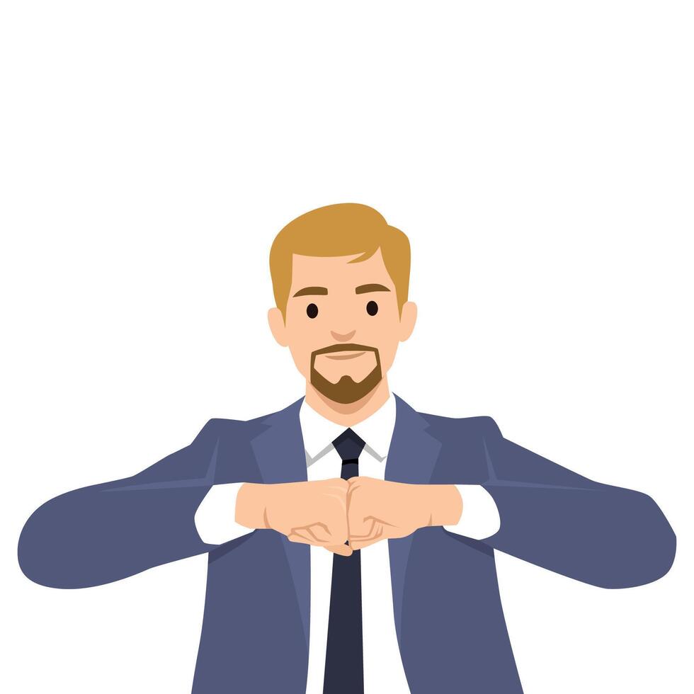 Angry man raised fist and shout expression. vector