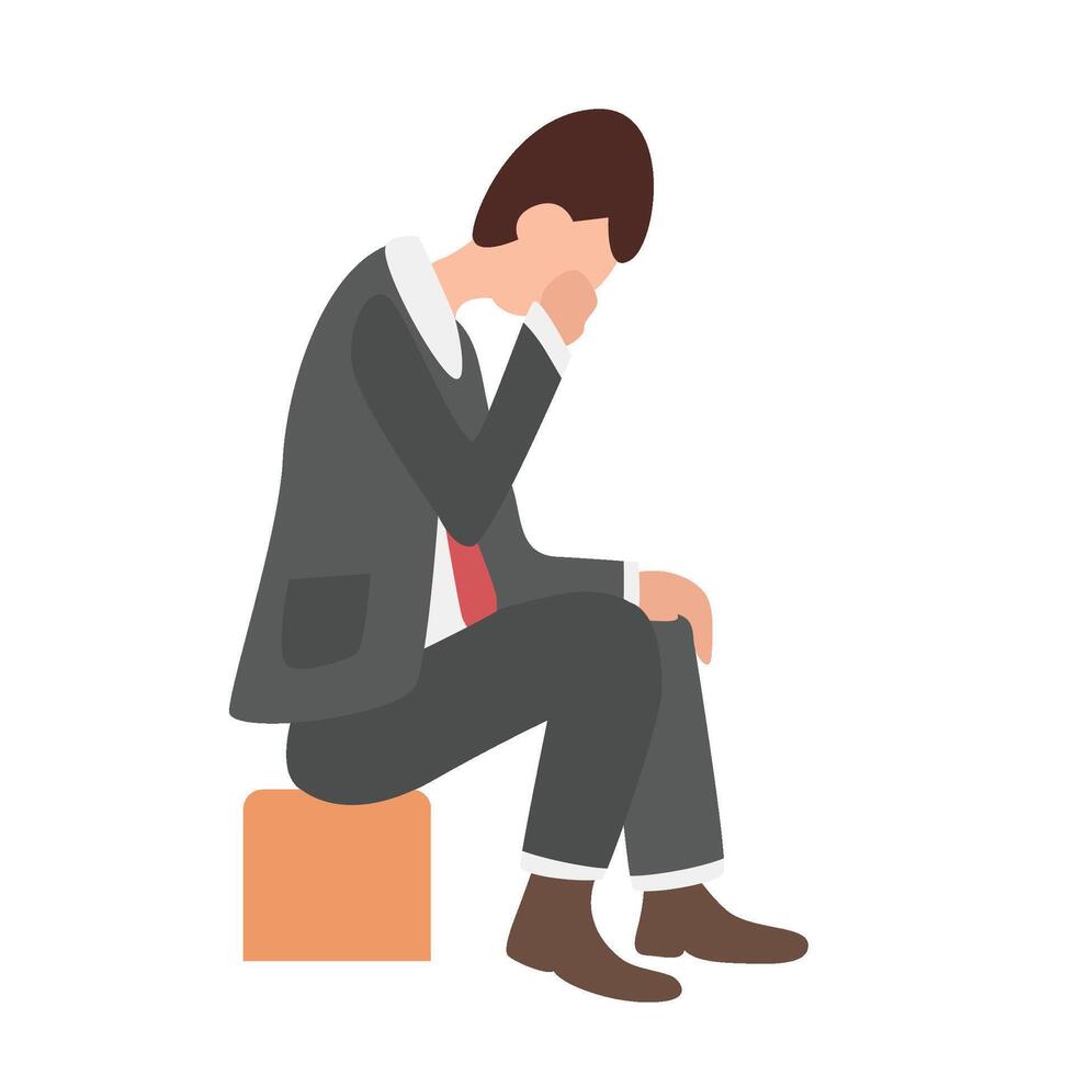 man depressed looking for job vector