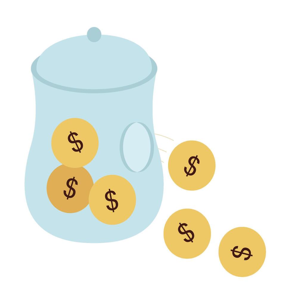 money comes out from jar Deflation Illustration vector