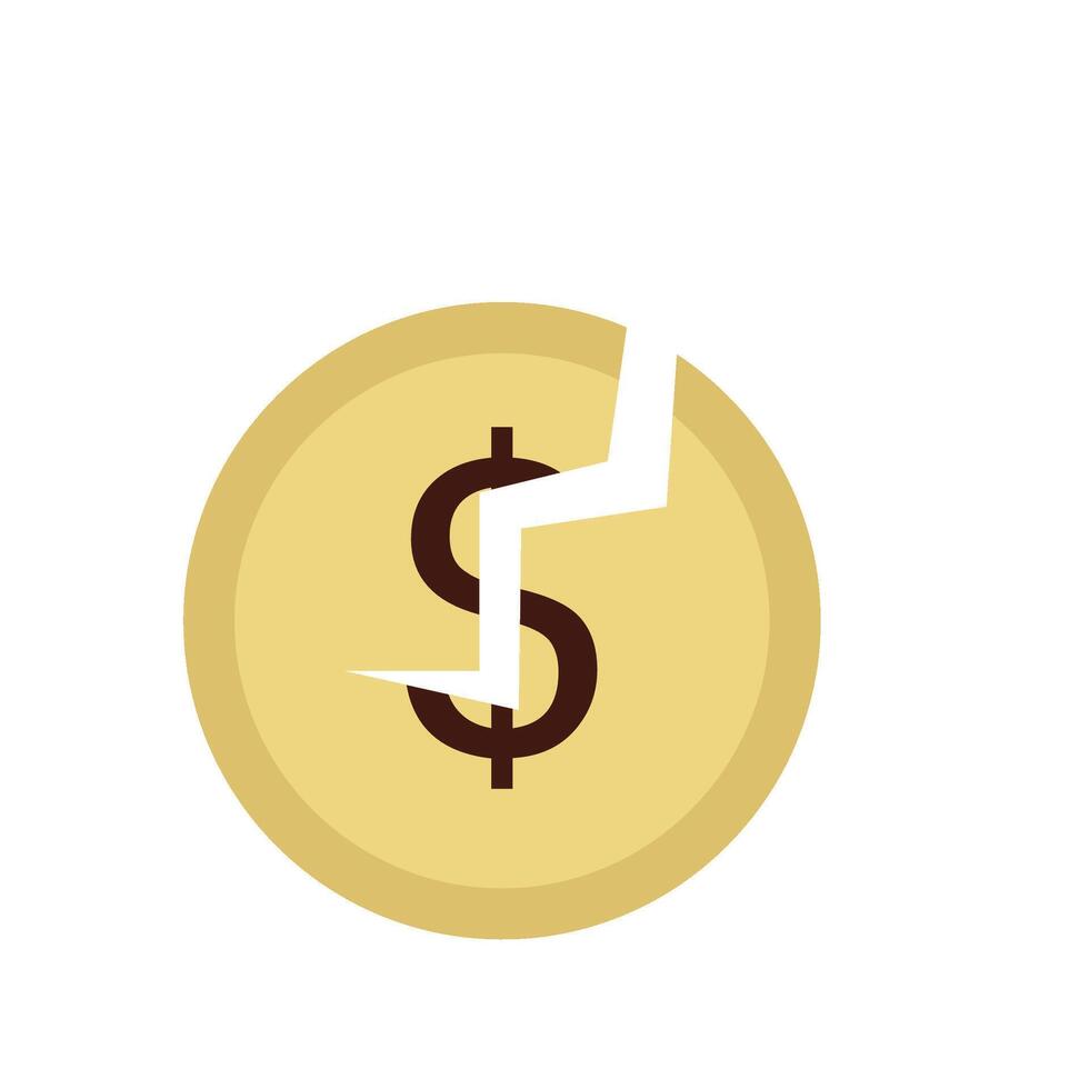 broken coin Deflation Illustration vector