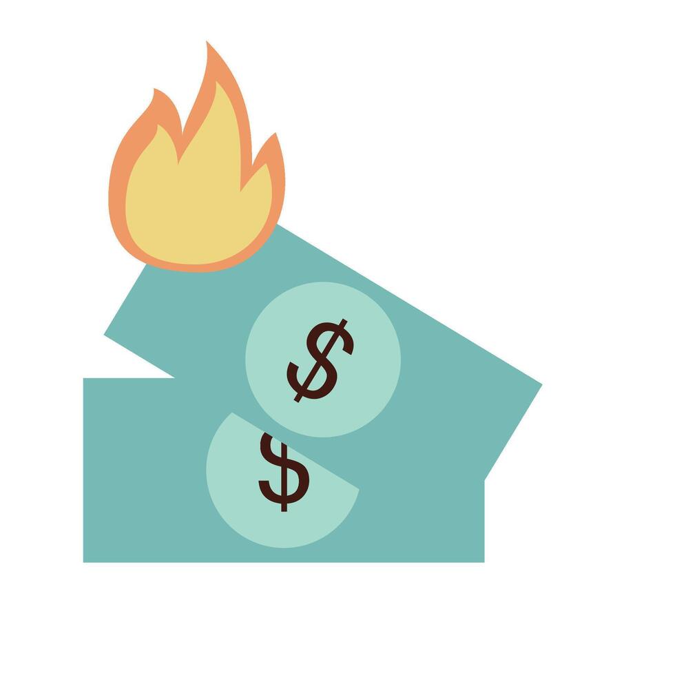 burning dollar Deflation Illustration vector